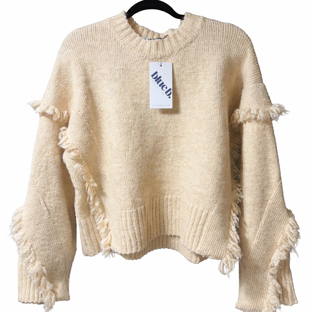 Cream Fringe Heavy Sweater